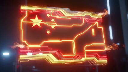 Digital china flag technology futuristic concept - Powered by Adobe