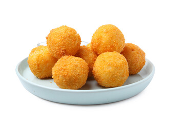 Delicious fried croquette balls isolated on white