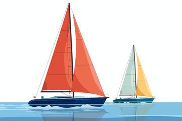 Elegant Sailboats Gliding Across Calm Ocean Waters A Stunning Illustration