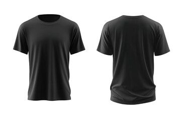 Naklejka premium Black T-Shirt Mockup: Front and Back Views on Transparent Background