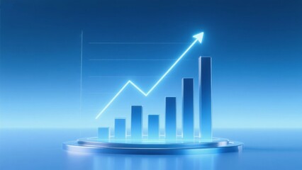 Blue growth chart with arrow