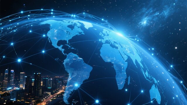 Global network connections in space - Powered by Adobe