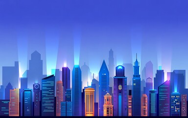 Obraz na płótnie Canvas Modern city skyline at night with lights