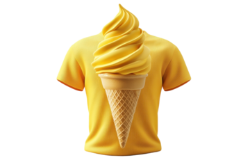 Creative ice cream costume features a yellow shirt with a soft-serve cone design for a fun party look