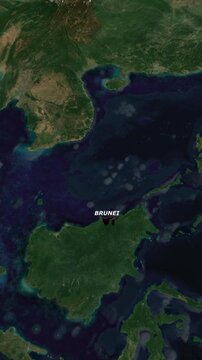 Brunei Border Line Map &ndash; Geographic Vertical Animation.