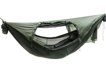 Compact outdoor hammock with integrated bug net for camping and relaxation