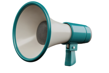 Clear megaphone designed for effective communication isolated on a transparent background ideal for promotional materials and presentations