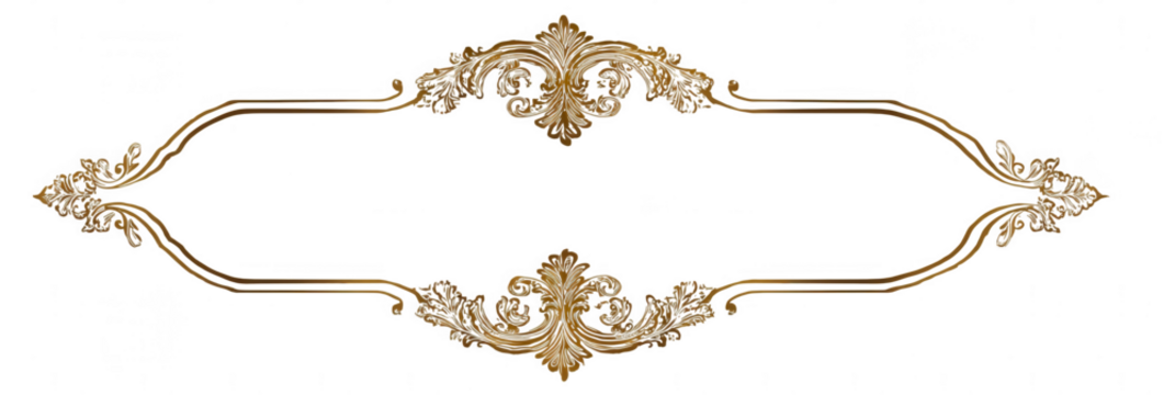 Elegant gold ornate frame with floral elements isolated on transparent background - Powered by Adobe