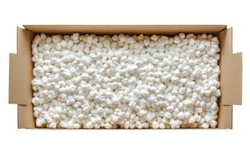 Packing material fills a cardboard box for shipping products securely