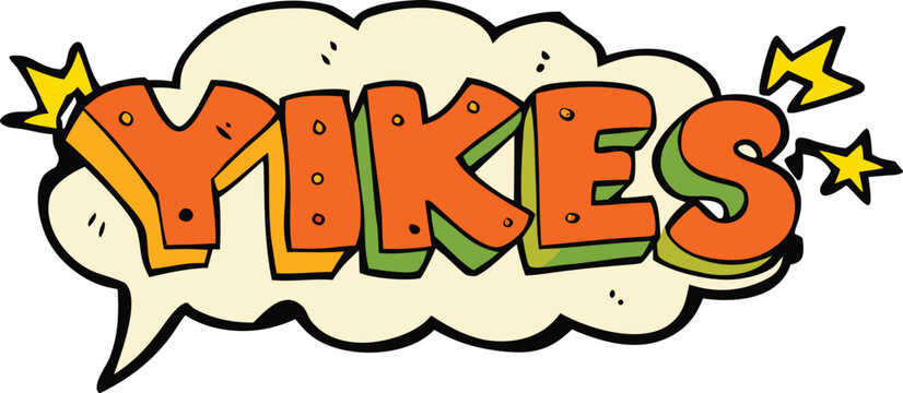 Cartoon Yikes Comic Book Expression on Transparent Background