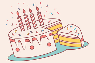 Birthday cake with burning candles