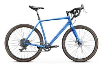 Blue Gravel Bike Side View on White