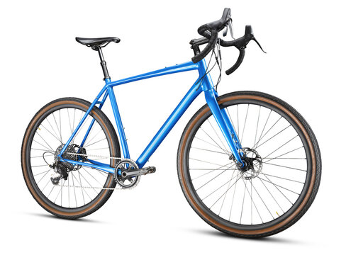 Blue Gravel Bike on a White Background
