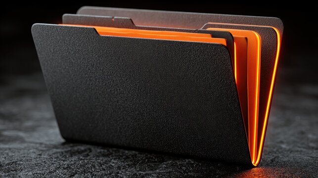 Dark folder with glowing orange tabs