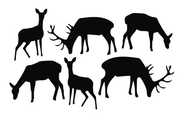 vector silhouettes of deer