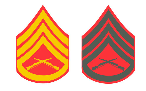 Galon de manche  tenue de jour et tenue de parade des corps de marine de l'arm&eacute;e am&eacute;ricaine: Sergent-chef