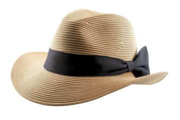 Fashionable straw hat with a wide brim and elegant black ribbon for outdoor activities and sunny days