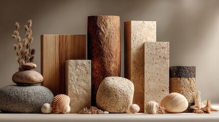 Elegant Collection of Natural Stone and Wood Decor Elements