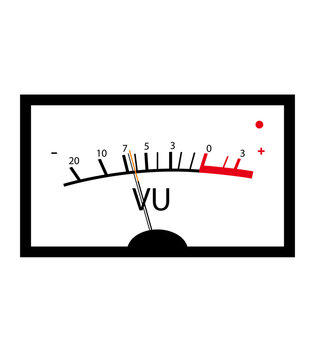 Analog VU Meter Audio Level Indicator .Retro Studio Sound Meter Display