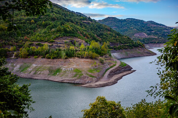 Valley view of Yuvacık Reservoir in Turkey