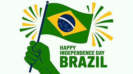 Happy independence day brazil with flag