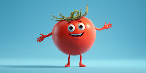 Full body 3D anthropomorphic tomato character, full body, lively pose