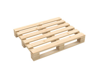 Isolated wooden shipping pallet platform on a clean transparent area, showcasing industrial and
