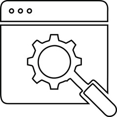 Outlined gear icon vector used for backend settings, IT configuration pages, and tech system dashboards.
