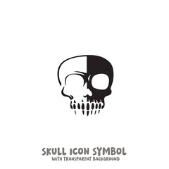 Skull Icon Symbol Vector Illustration in Black and White