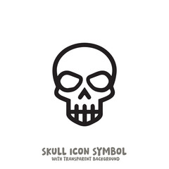 Skull Icon Symbol Vector Illustration in Black and White