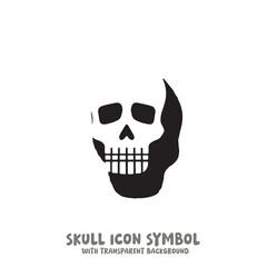 Skull Icon Symbol Vector Illustration in Black and White