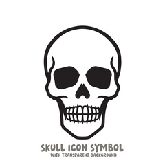 Skull Icon Symbol Vector Illustration in Black and White