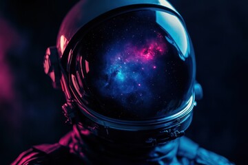 Space Explorer with Galaxy Reflected in Helmet