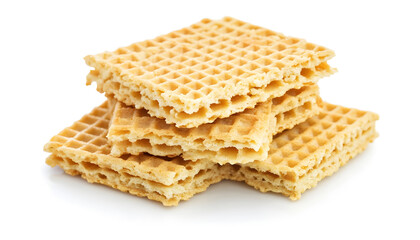 Sweet crispy wafers isolated on white background
