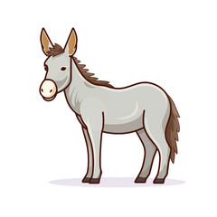 Obraz premium Cartoon donkey standing on white background 