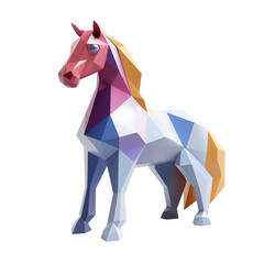 Obraz premium Polygonal horse sculpture in colorful geometric design 