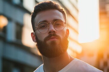 Bearded Man in Vintage Glasses