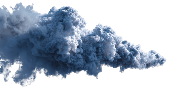 Blue and White Puffy Cloud Formation Against Black Background