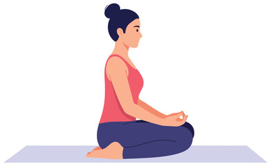 Yoga pose vector illustration of a woman sitting in meditation posture on a mat created as a clean modern artwork for mindfulness wellness and healthy lifestyle themes