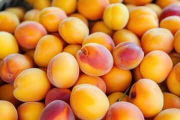 Pile of Fresh Apricots Showcasing Smooth Skin and Bright Colors