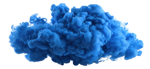 Abstract Blue Ink Cloud Swirling on Black Background
