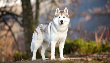 Obraz premium Husky in a forest setting