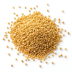Fototapeta premium Millet grains isolated on white background, showcasing small, round, light-colored grains known