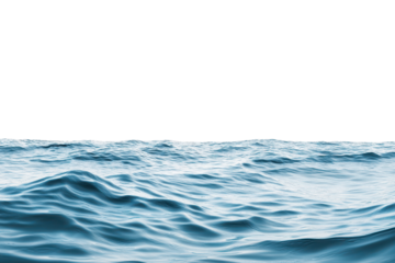 Calm ocean waves gently rolling against a pure white background with soft variations in blue tones reflecting tranquility and serenity