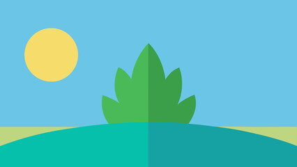 Obraz premium Sunny Day Landscape with Green Bush and Blue Sky agriculture background