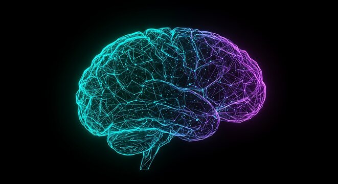 Vibrant neural network brain glows with futuristic tech - Powered by Adobe