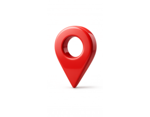 Floating Red Navigation Pin with Soft Drop Shadow, Modern 3D Illustration, isolated on transparent