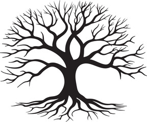 Obraz premium Black Tree Roots Silhouette Clipart Pack