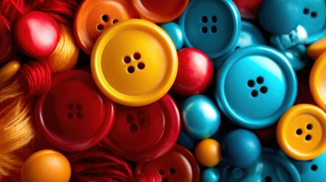 A vivid assortment of colorful buttons presents numerous options for crafting and creativity, making it a perfect metaphor for individuality and artistic expression in design.