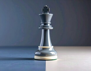 Glassy Chess King in Slate and Bone Duo Color &ndash; Minimal Object Background with Copy Space